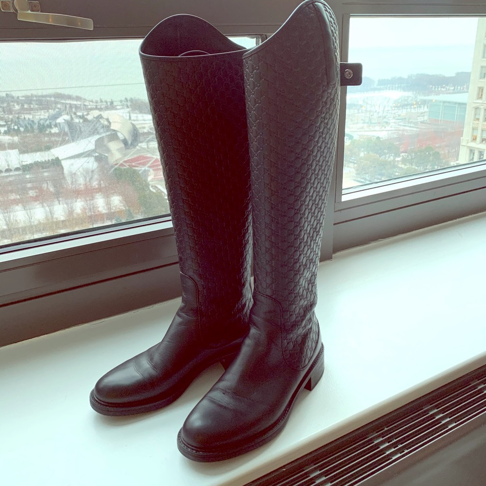 Like New GUCCI monogram Knee High Boots - 38/8